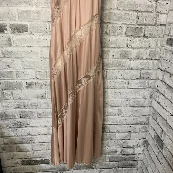 Vintage Y2K 90s Satin Sheer Lace Long Maxi Lingerie Slip Dress Nightgown - Picture 5 of 16